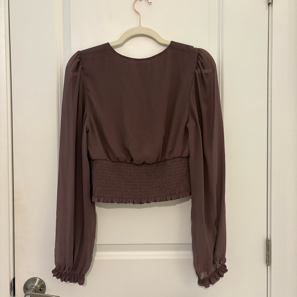Cinch Waist Wilfred (Aritzia) Purple/Brown Long Sleeve Blouse - Picture 3 of 3